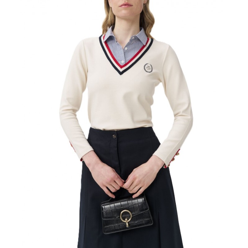 Alexander & Jacob Top Shirt Striped With Logo-Cream Alexander & Jacob Top Shirt Striped With Logo-Cream