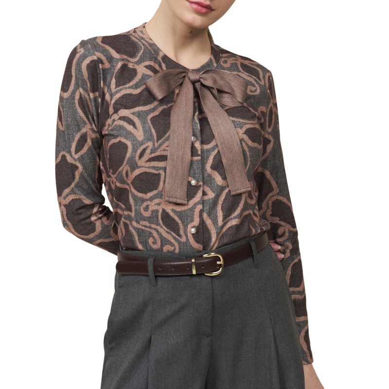 Alexander & Jacob Cardigan Knit With Bow-Grey Alexander & Jacob Cardigan Knit With Bow-Grey