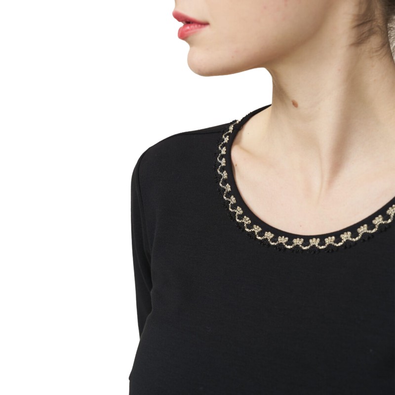 Alexander & Jacob Blouse 3/4 With goldie braid-Black Alexander & Jacob Blouse 3/4 With goldie braid-Black