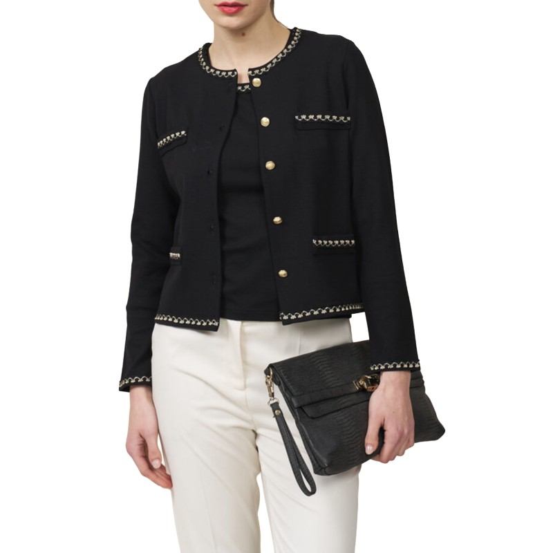 Alexander & Jacob Blouse 3/4 With goldie braid-Black Alexander & Jacob Blouse 3/4 With goldie braid-Black