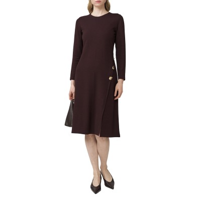 Alexander & Jacob Dress With Gold Buttons-Brown