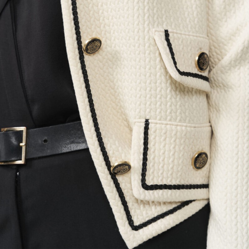 Alexander & Jacob Cardigan Contrast Braid-Cream Alexander & Jacob Cardigan Contrast Braid-Cream