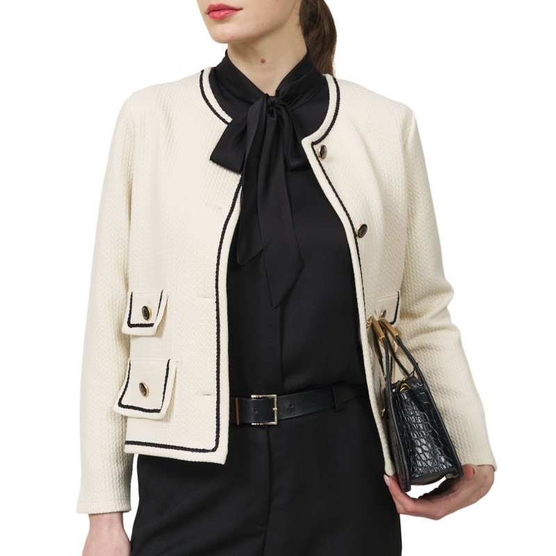 Alexander & Jacob Cardigan Contrast Braid-Cream Alexander & Jacob Cardigan Contrast Braid-Cream