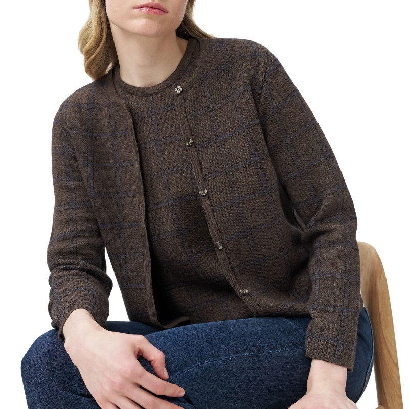 Alexander & Jacob Cardigan Checked Wool-Brown Alexander & Jacob Cardigan Checked Wool-Brown