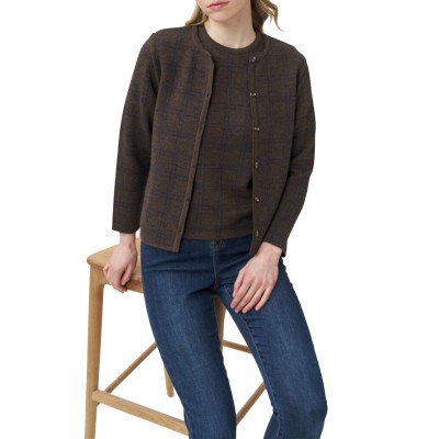 Alexander & Jacob Cardigan Checked Wool-Brown