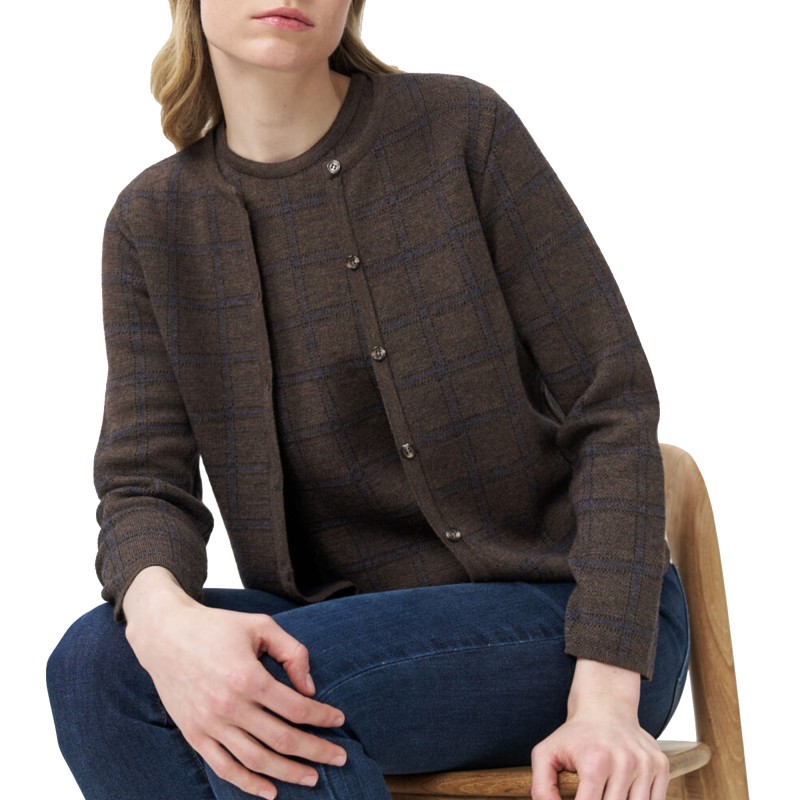Alexander & Jacob Blouse Knit Checked-Brown Alexander & Jacob Blouse Knit Checked-Brown