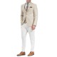 Vittorio Carbon Striped Blazer With Vest-Beige Vittorio Carbon Striped Blazer With Vest-Beige