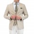 Vittorio Carbon Striped Blazer With Vest-Beige