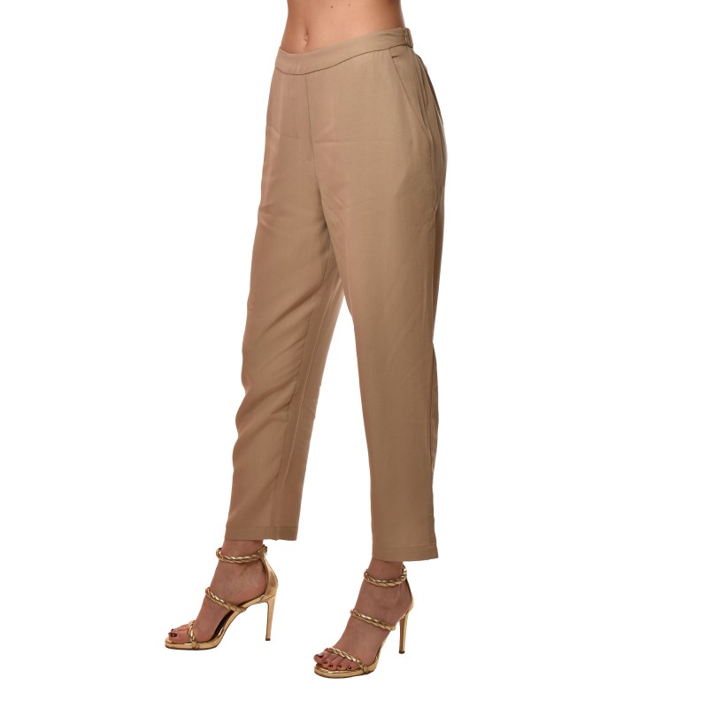 Lotus Eaters Trousers With Elastc Waist And Zip-Stone