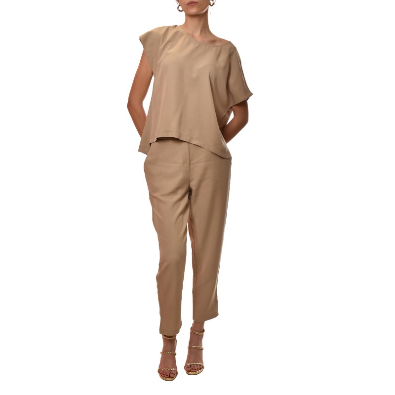 Lotus Eaters Trousers With Elastc Waist And Zip-Stone