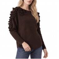 Bill Cost Top Knitted With Ruffles-Brown