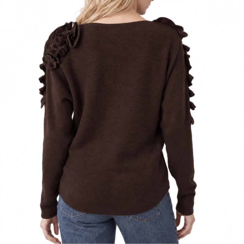Bill Cost Top Knitted With Ruffles-Brown Bill Cost Top Knitted With Ruffles-Brown