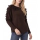 Bill Cost Top Knitted With Ruffles-Brown Bill Cost Top Knitted With Ruffles-Brown