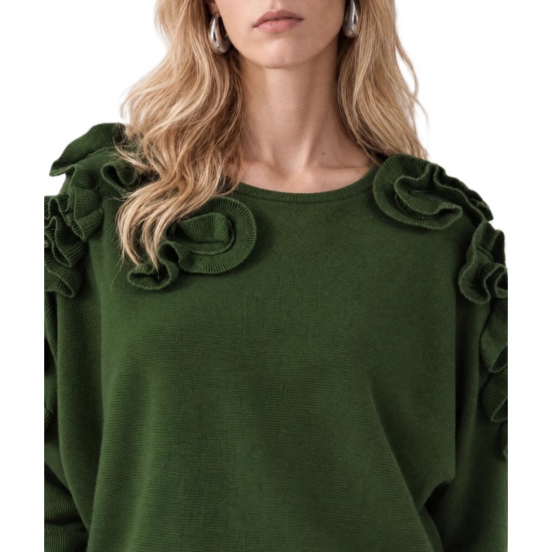 Bill Cost Top Knitted With Ruffles-Green Bill Cost Top Knitted With Ruffles-Green