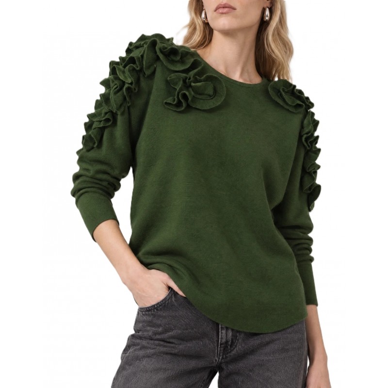 Bill Cost Top Knitted With Ruffles-Green Bill Cost Top Knitted With Ruffles-Green