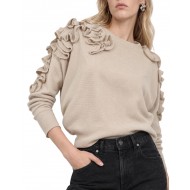 Bill Cost Top Knitted With Ruffles-Vanilla