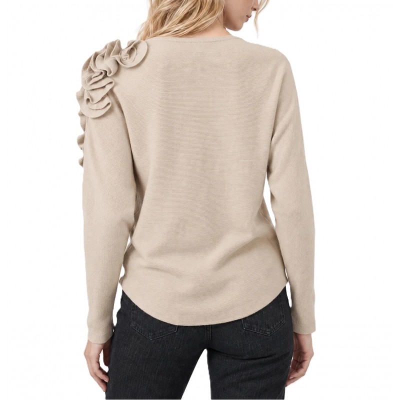 Bill Cost Top Knitted With Ruffles-Vanilla Bill Cost Top Knitted With Ruffles-Vanilla