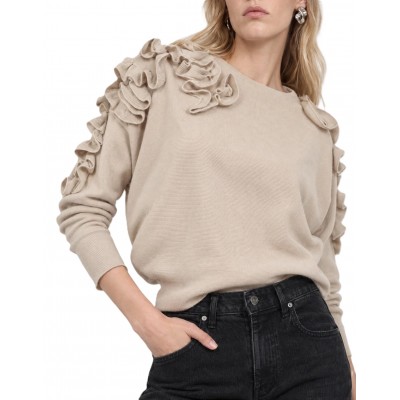Bill Cost Top Knitted With Ruffles-Vanilla