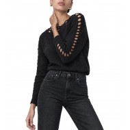 Bill Cost Blouse Knitted With Perforated Details-Black