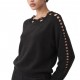 Bill Cost Blouse Knitted With Perforated Details-Black Bill Cost Blouse Knitted With Perforated Details-Black