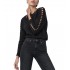 Bill Cost Blouse Knitted With Perforated Details-Black