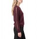 Bill Cost Blouse Knitted With Perforated Details-Bordeaux Bill Cost Blouse Knitted With Perforated Details-Bordeaux