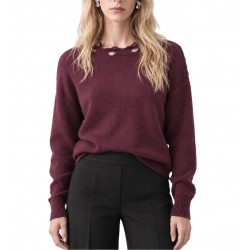 Bill Cost Blouse Knitted With Perforated Details-Bordeaux
