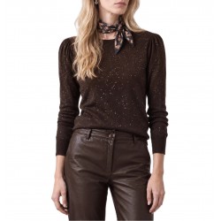 Bill Cost Top Knitted With Sequins-Brown