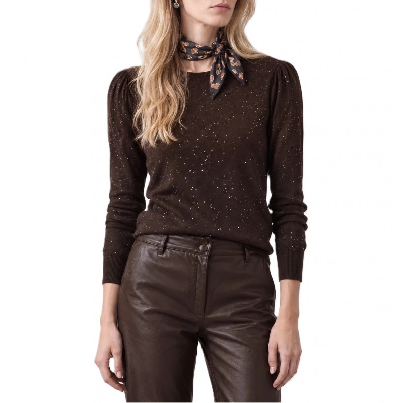Bill Cost Top Knitted With Sequins-Brown Bill Cost Top Knitted With Sequins-Brown