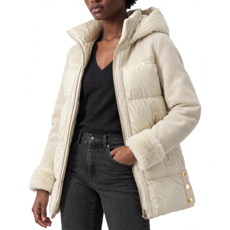 Bill Cost Quilted Jacket With Suede-Vanilla Bill Cost Quilted Jacket With Suede-Vanilla