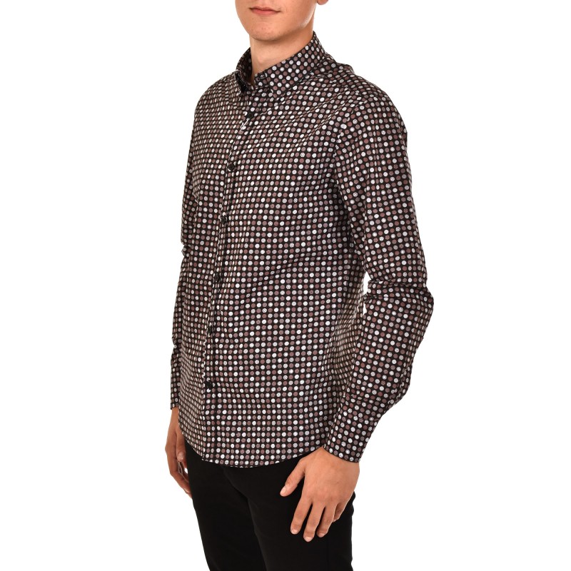 Vittorio Shirt Colorful Balls Pattern-Black