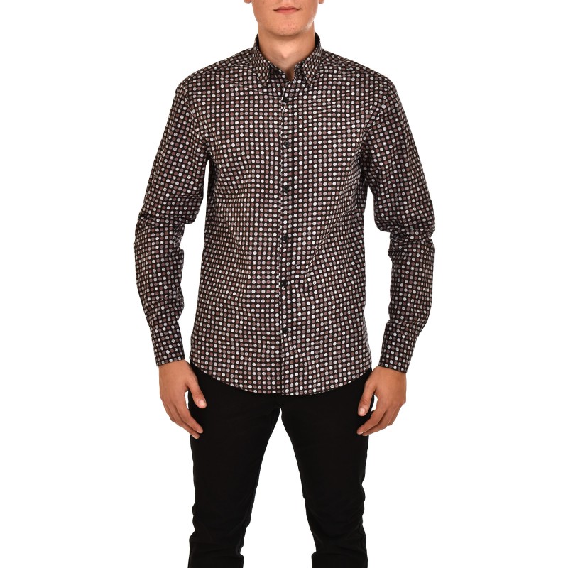 Vittorio Shirt Colorful Balls Pattern-Black