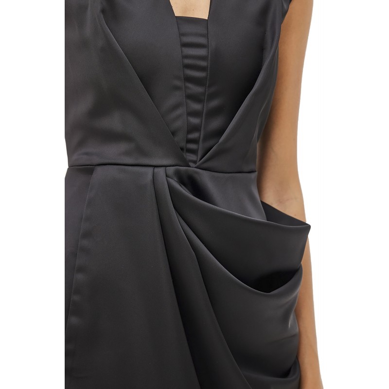 Mind Matter Mini Satin Sleeveless Chloe Dress-Black