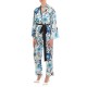 Twenty-29 Crop Pants Satin Patterned-Floral White/Blue