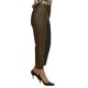 Motel Faux Leather Trousers-Military Khaki