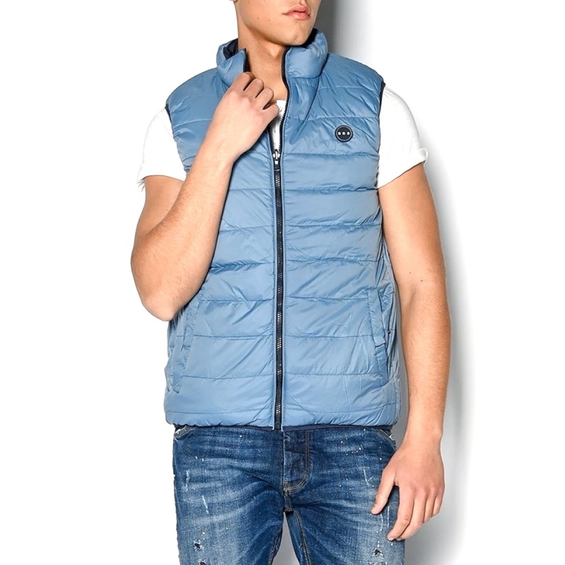 Brokers Sleeveless Reversible Jacket With Rubber Logo-Navy