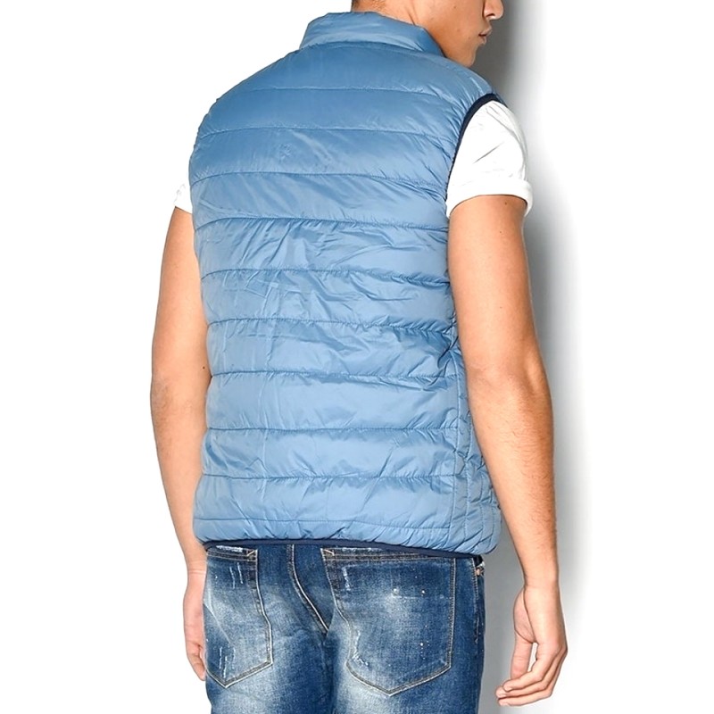 Brokers Sleeveless Reversible Jacket With Rubber Logo-Navy