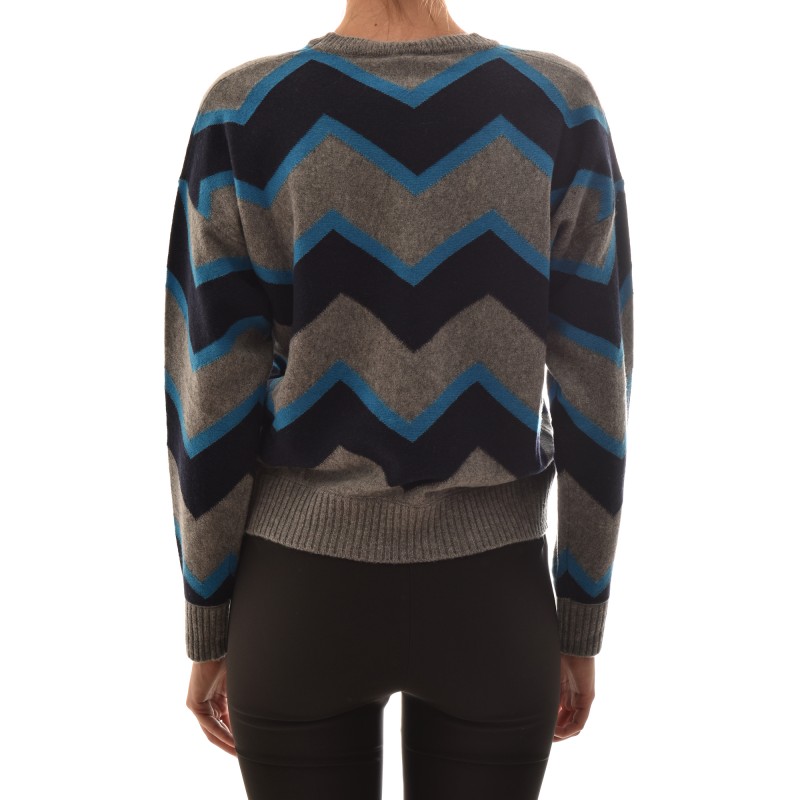 Marella Sparta Wool-Knit Patterned Jumper-Black/Blue/Grey Marella Sparta Wool-Knit Patterned Jumper-Black/Blue/Grey