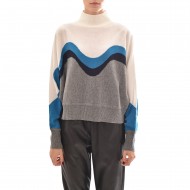 Marella Inlay Sweater In Pure Wool-Blue