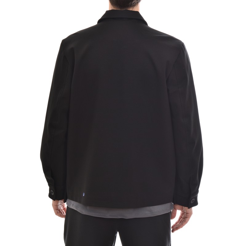 Diverse Relaxed Fit Button Up Overshirt-Black Diverse Relaxed Fit Button Up Overshirt-Black