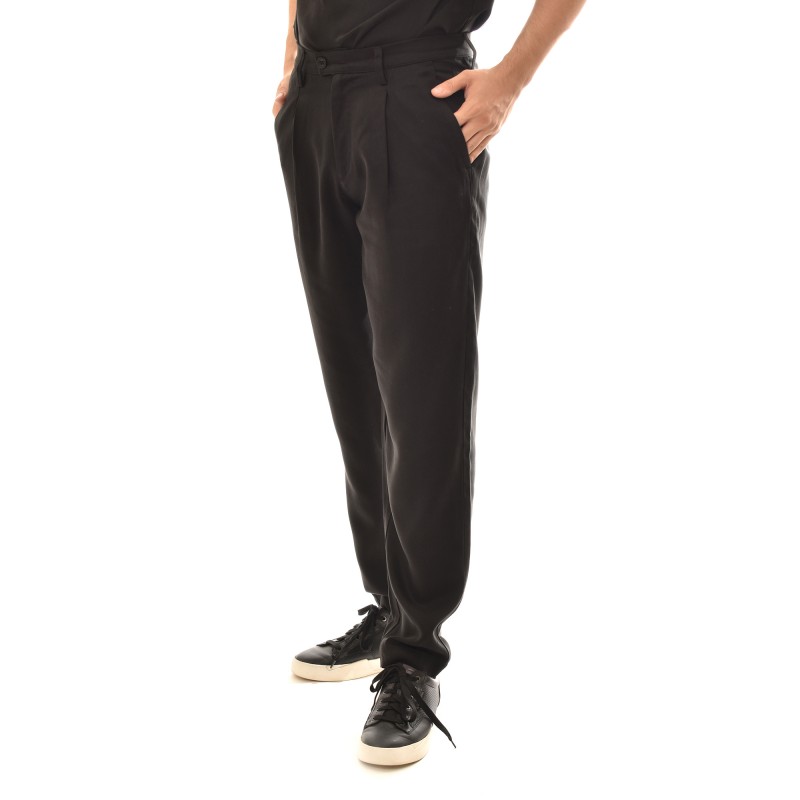 Diverse Relaxed Fit Trousers In Lyocell Fabric-Black