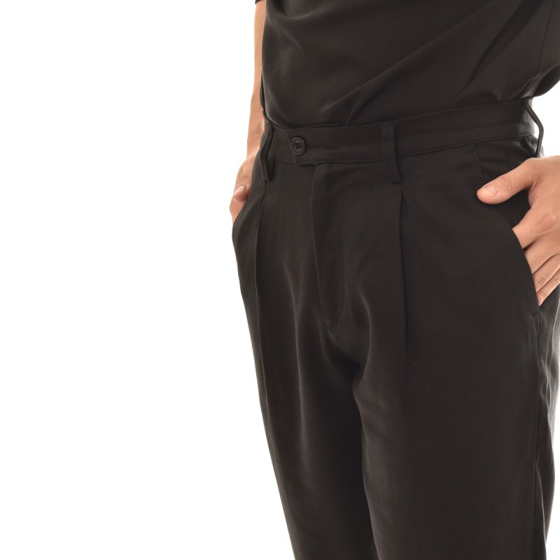 Diverse Relaxed Fit Trousers In Lyocell Fabric-Black