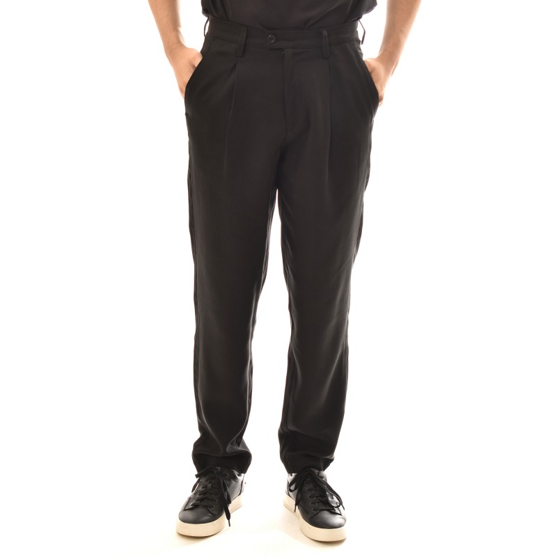 Diverse Relaxed Fit Trousers In Lyocell Fabric-Black