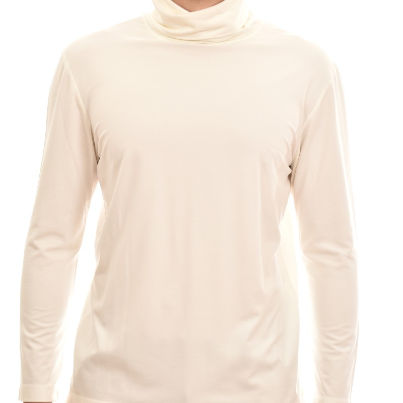 Diverse Smooth Feel Turtleneck Blouse-Off White