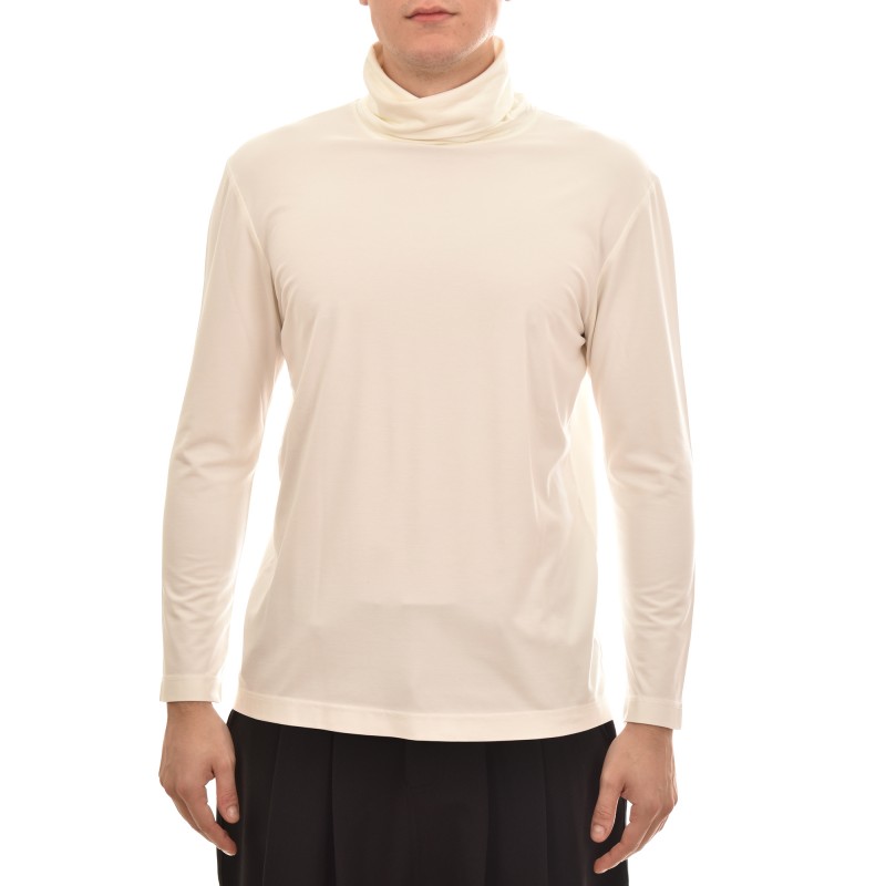 Diverse Smooth Feel Turtleneck Blouse-Off White