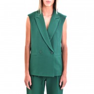 Motel Sleeveless Double Breasted Gillet-Green