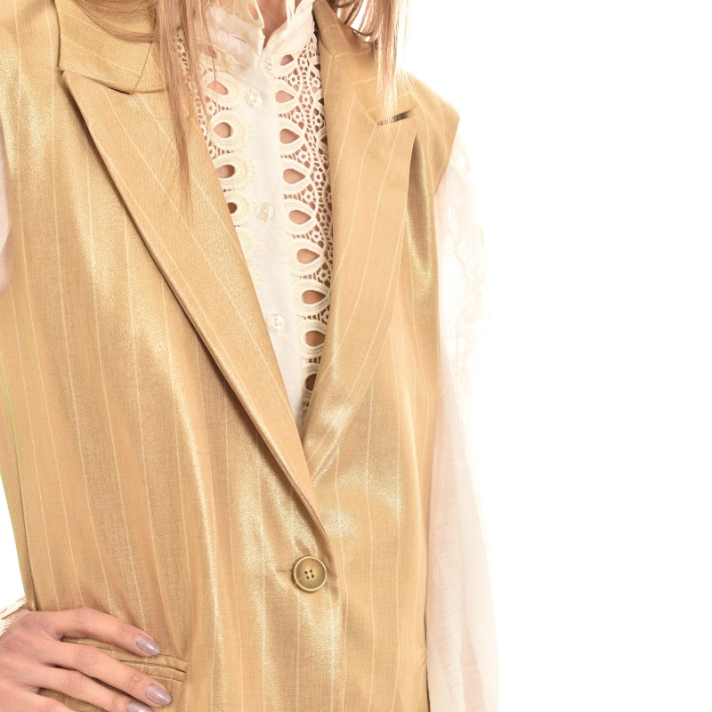 Motel Gold Flaked Striped Gilet-Gold Dust