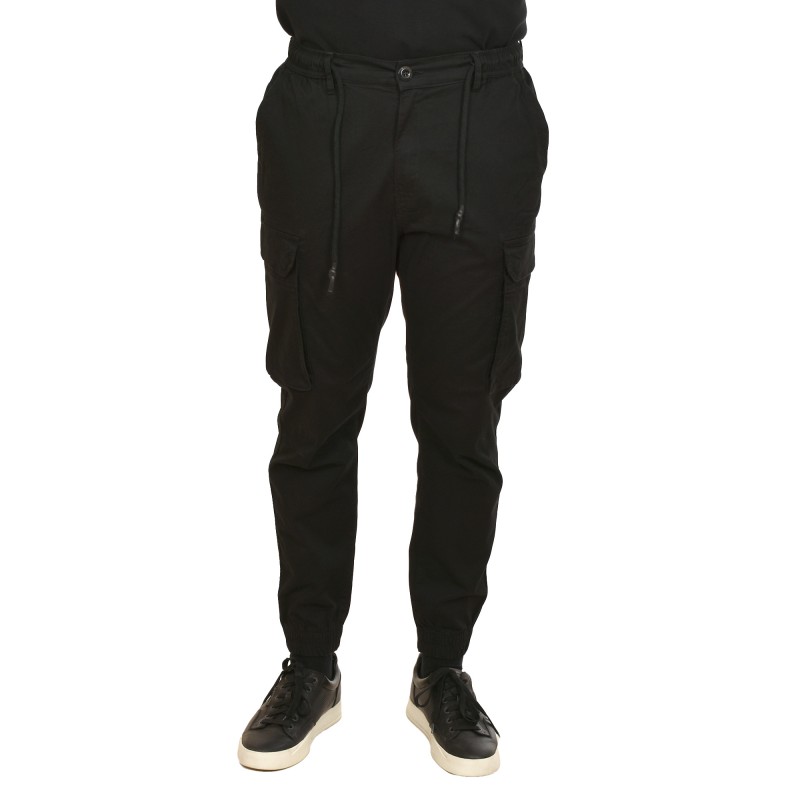 Brokers Cargo Trousers Nakamura Carrot Loose Fit-Black