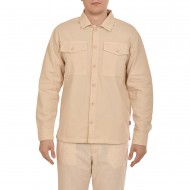 Brokers Relaxed Fit Overshirt With Pockets-Beige