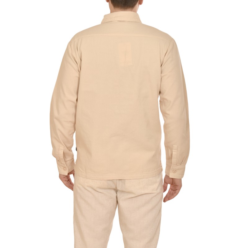 Brokers Relaxed Fit Overshirt With Pockets-Beige